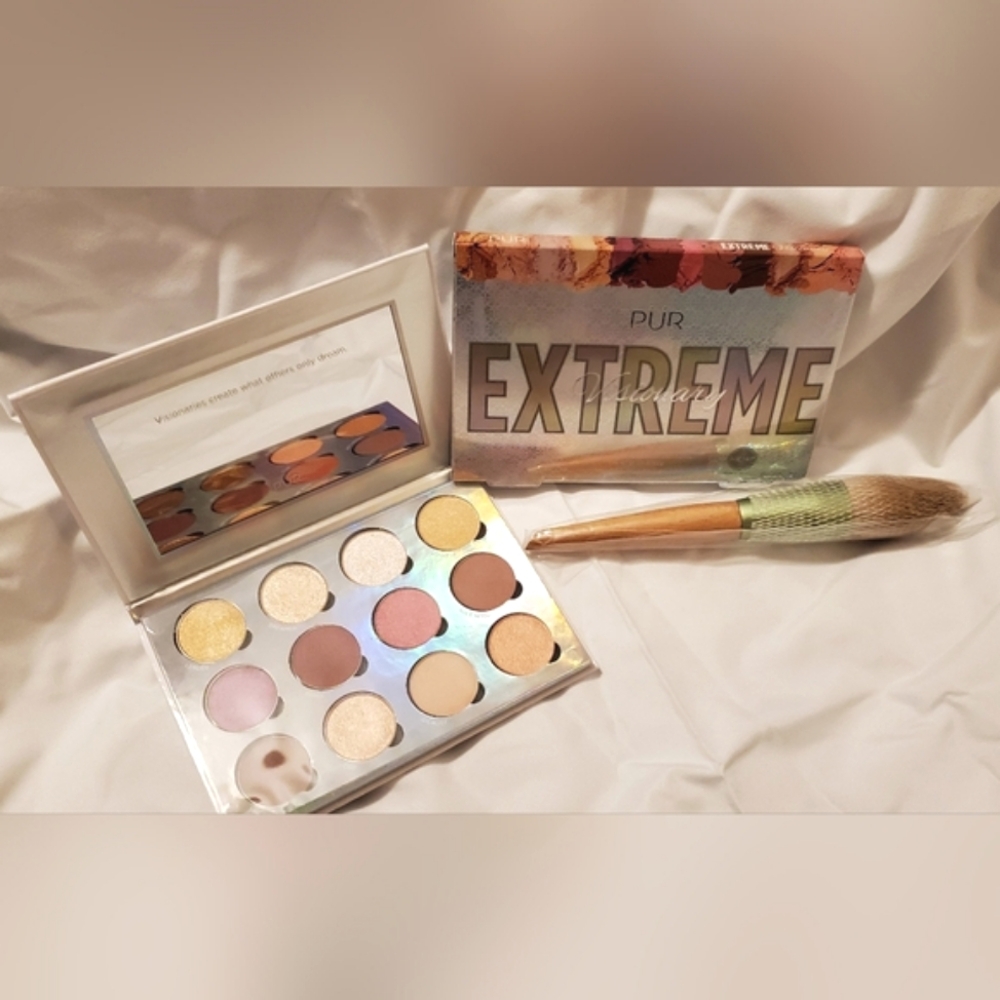 PUR Extreme Visionary 12 Magnetic Eyeshadow Palette w Powder Blush Brush New